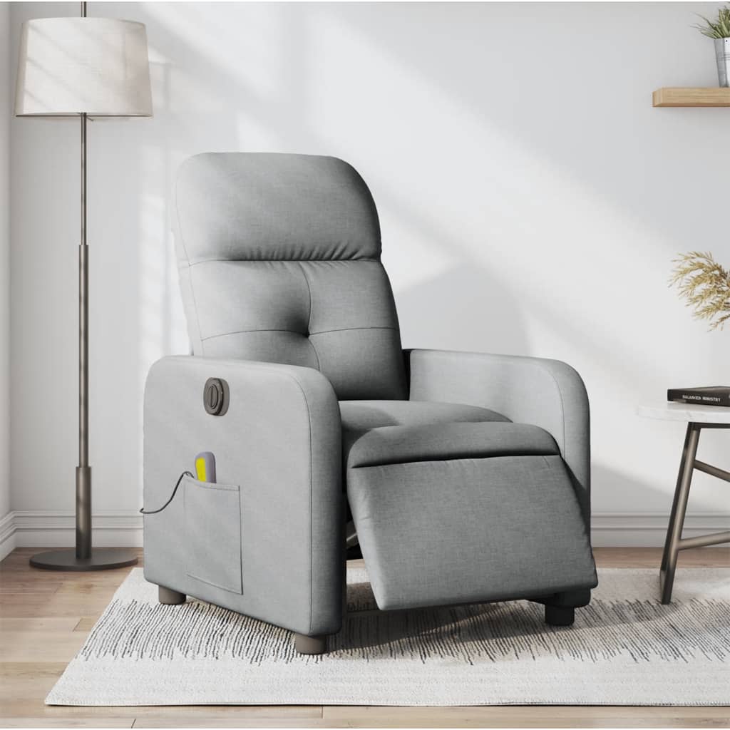 Fauteuil de massage inclinable électrique gris clair tissu Fauteuils vidaXL   