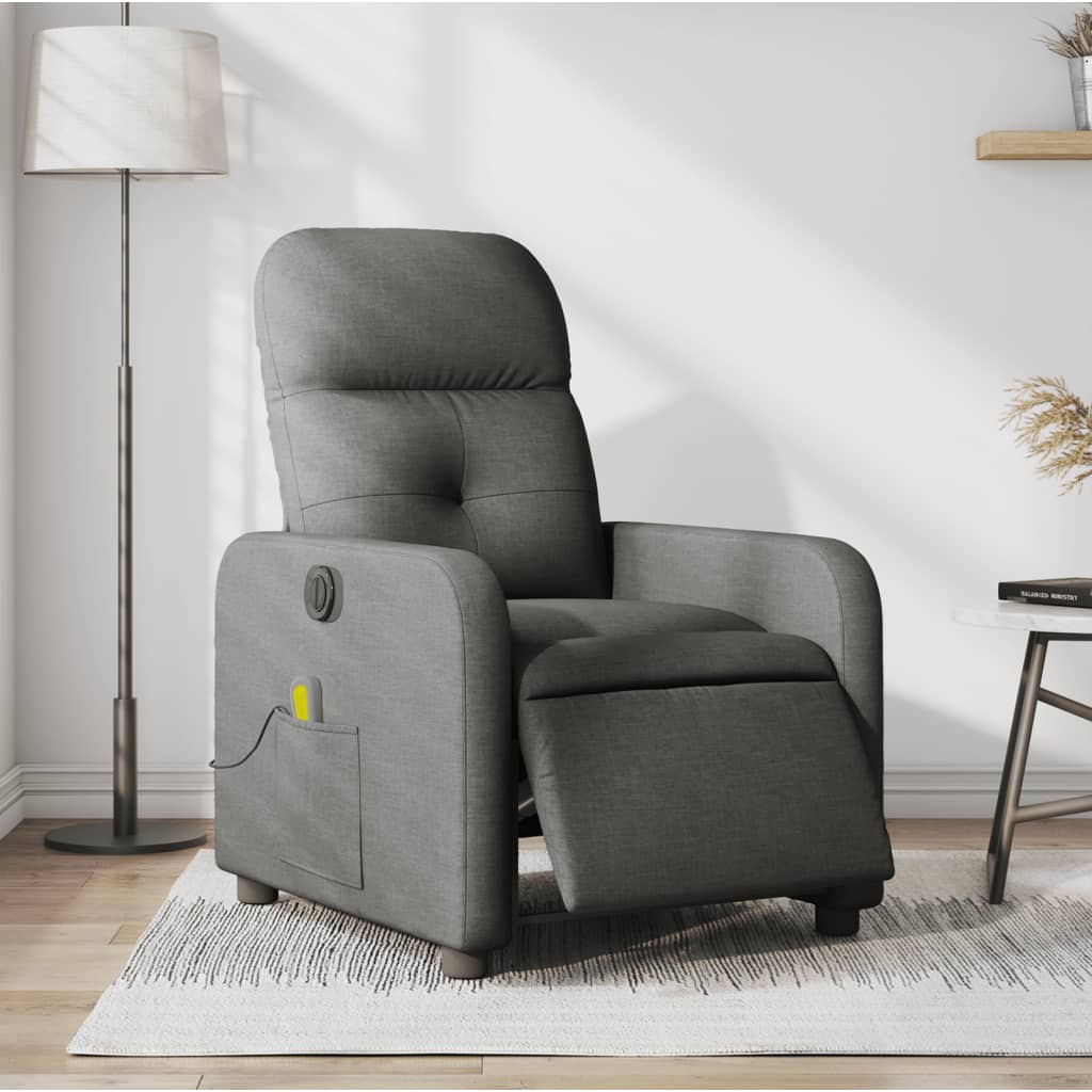 Fauteuil inclinable de massage électrique gris foncé tissu Fauteuils vidaXL   