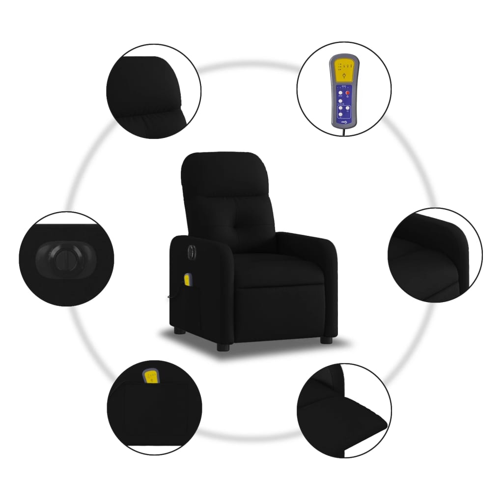 Fauteuil de massage inclinable électrique Noir Tissu Fauteuils vidaXL   