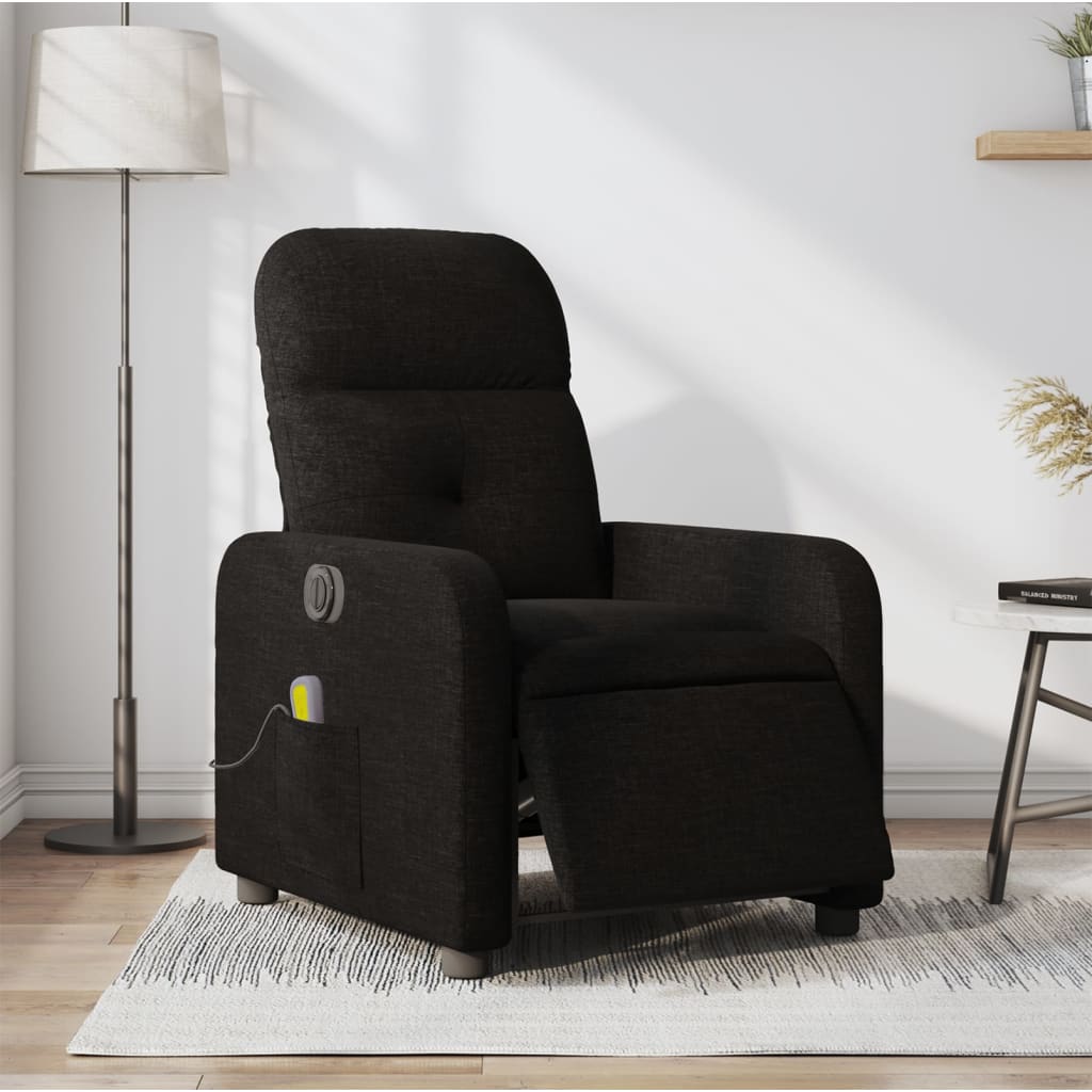 Fauteuil de massage inclinable électrique Noir Tissu Fauteuils vidaXL   