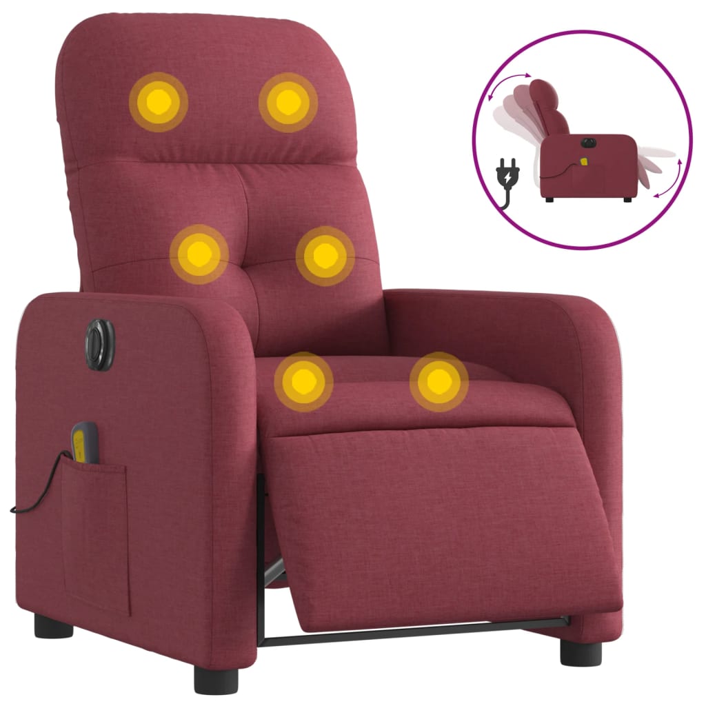 Fauteuil de massage inclinable électrique Rouge bordeaux Tissu - Xios Store SNC