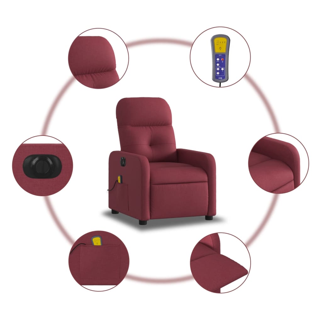 Fauteuil de massage inclinable électrique Rouge bordeaux Tissu - Xios Store SNC