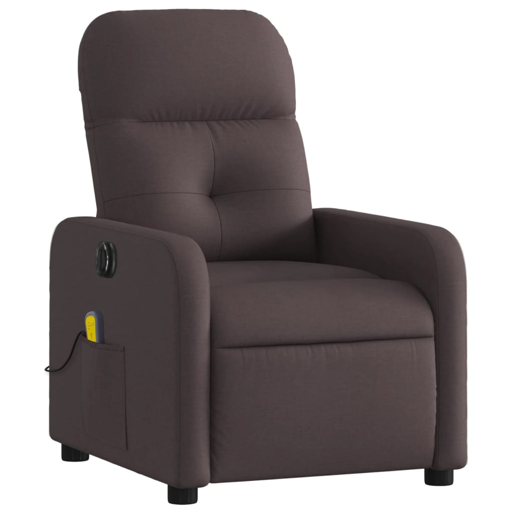 Fauteuil de massage inclinable électrique Marron foncé Tissu Fauteuils vidaXL   