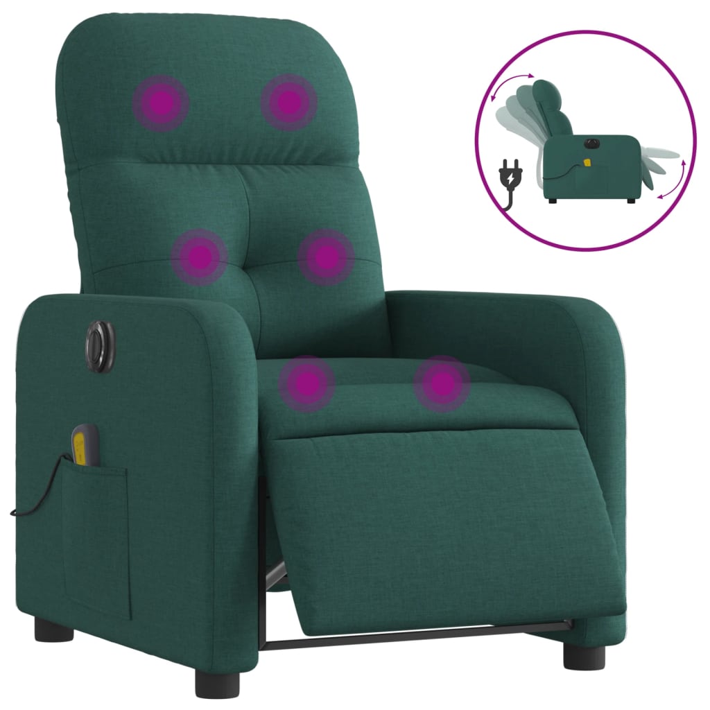 Fauteuil de massage inclinable électrique Vert foncé Tissu - Xios Store SNC