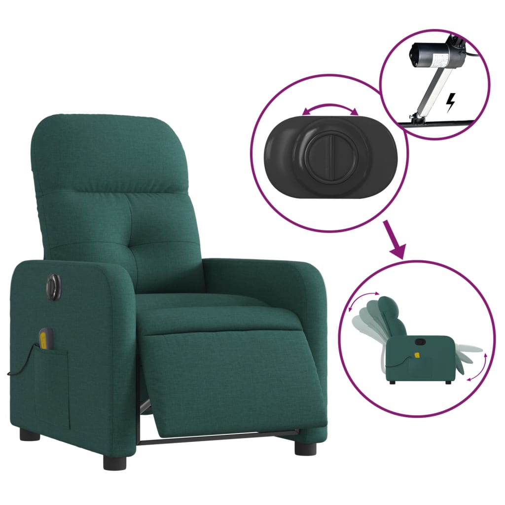 Fauteuil de massage inclinable électrique Vert foncé Tissu - Xios Store SNC