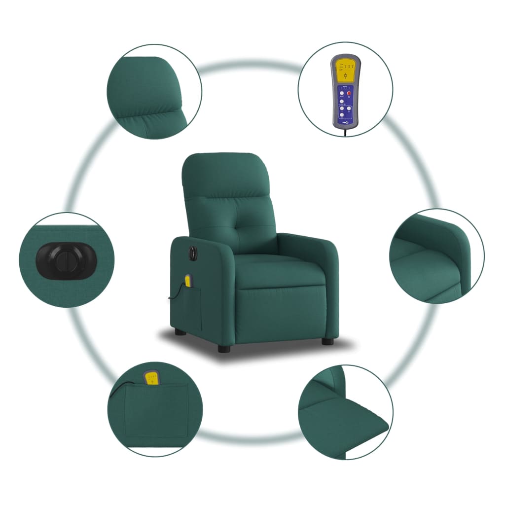 Fauteuil de massage inclinable électrique Vert foncé Tissu - Xios Store SNC