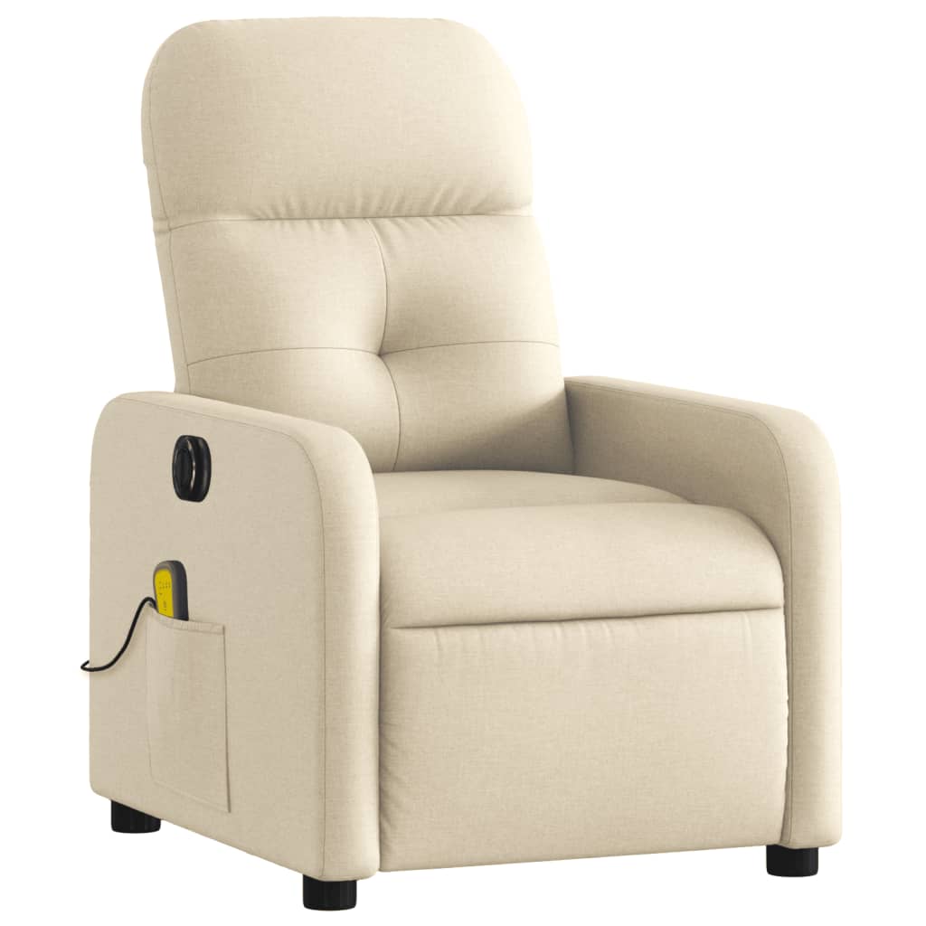 Fauteuil inclinable de massage électrique crème tissu Fauteuils vidaXL   