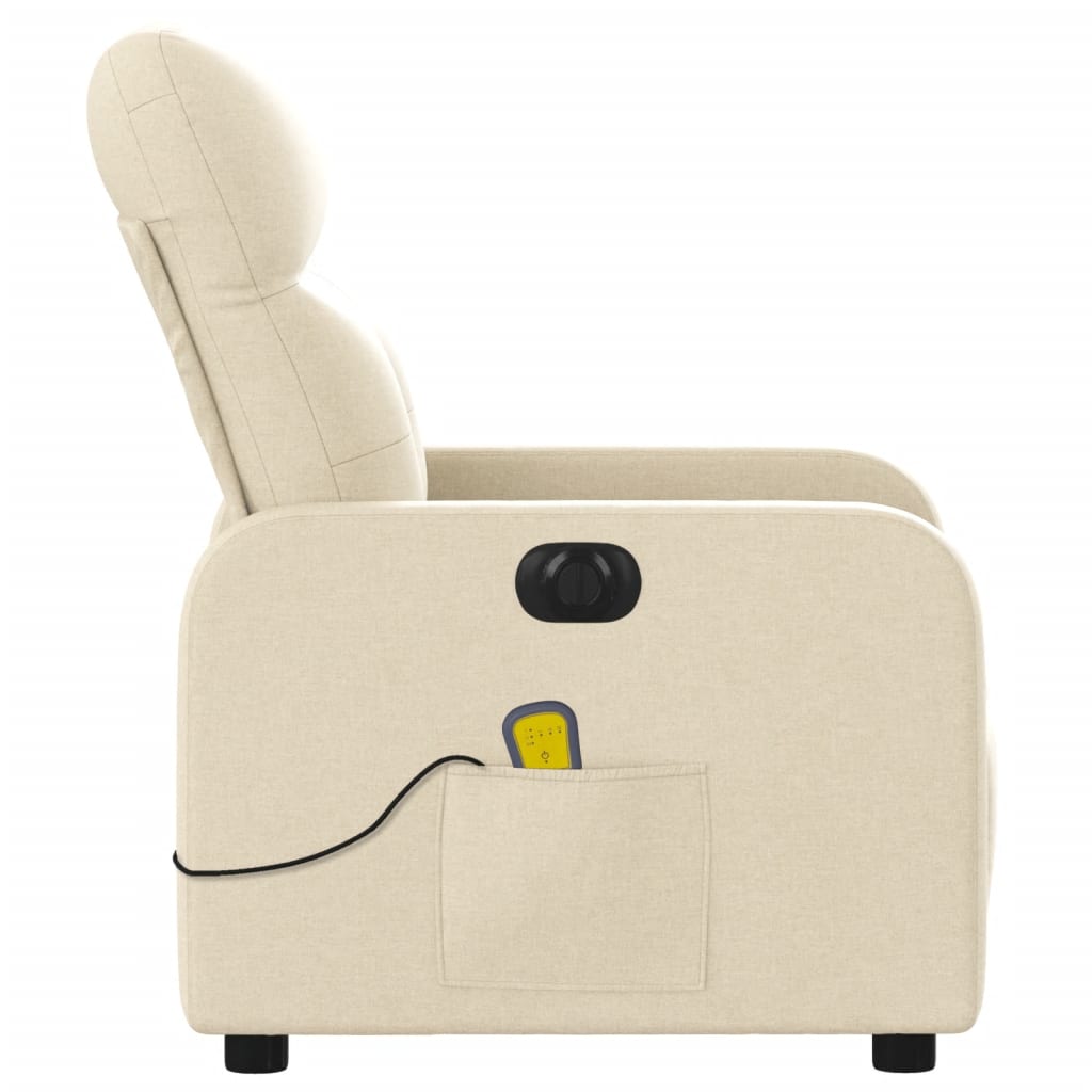 Fauteuil inclinable de massage électrique crème tissu Fauteuils vidaXL   