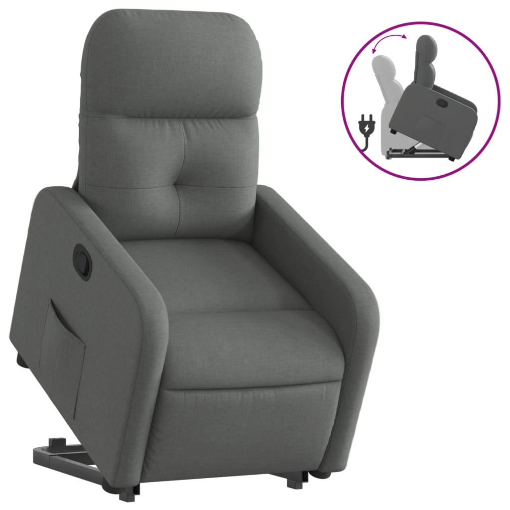 Fauteuil inclinable Gris foncé Tissu Fauteuils vidaXL   