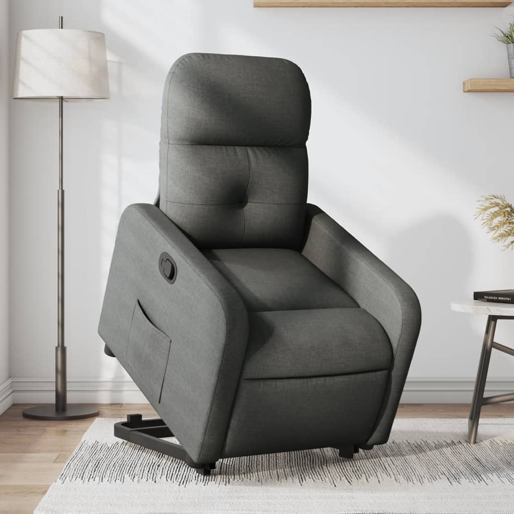 Fauteuil inclinable Gris foncé Tissu Fauteuils vidaXL   