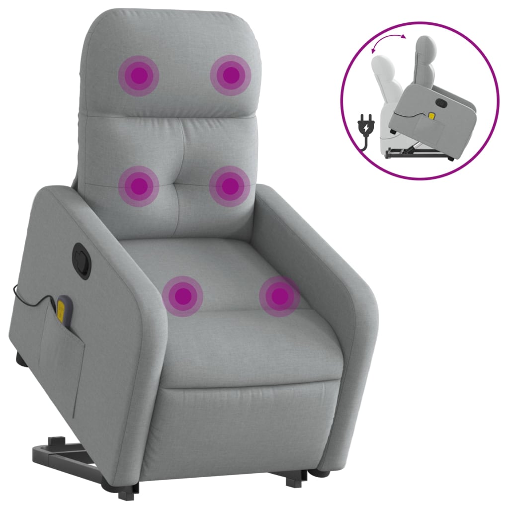 Fauteuil de massage inclinable Gris clair Tissu Fauteuils vidaXL   