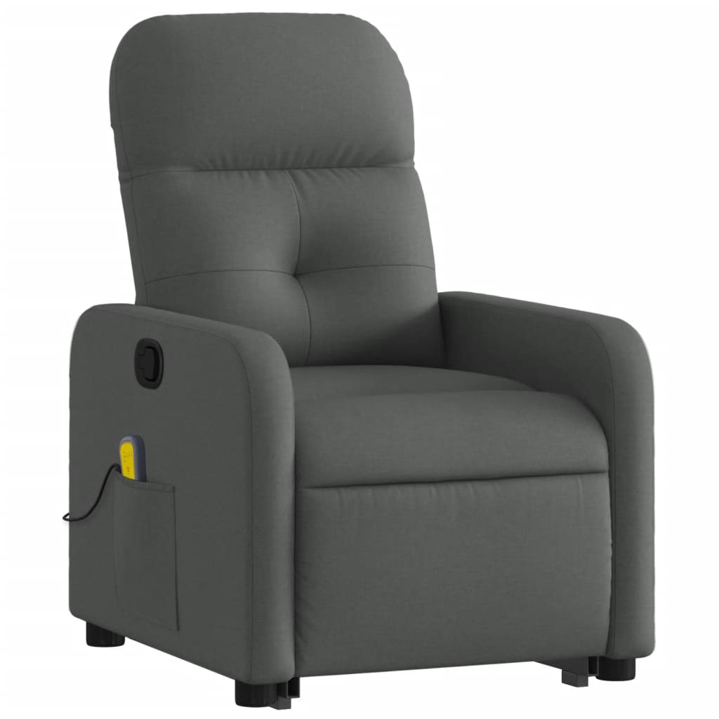 Fauteuil de massage inclinable Gris foncé Tissu Fauteuils vidaXL   