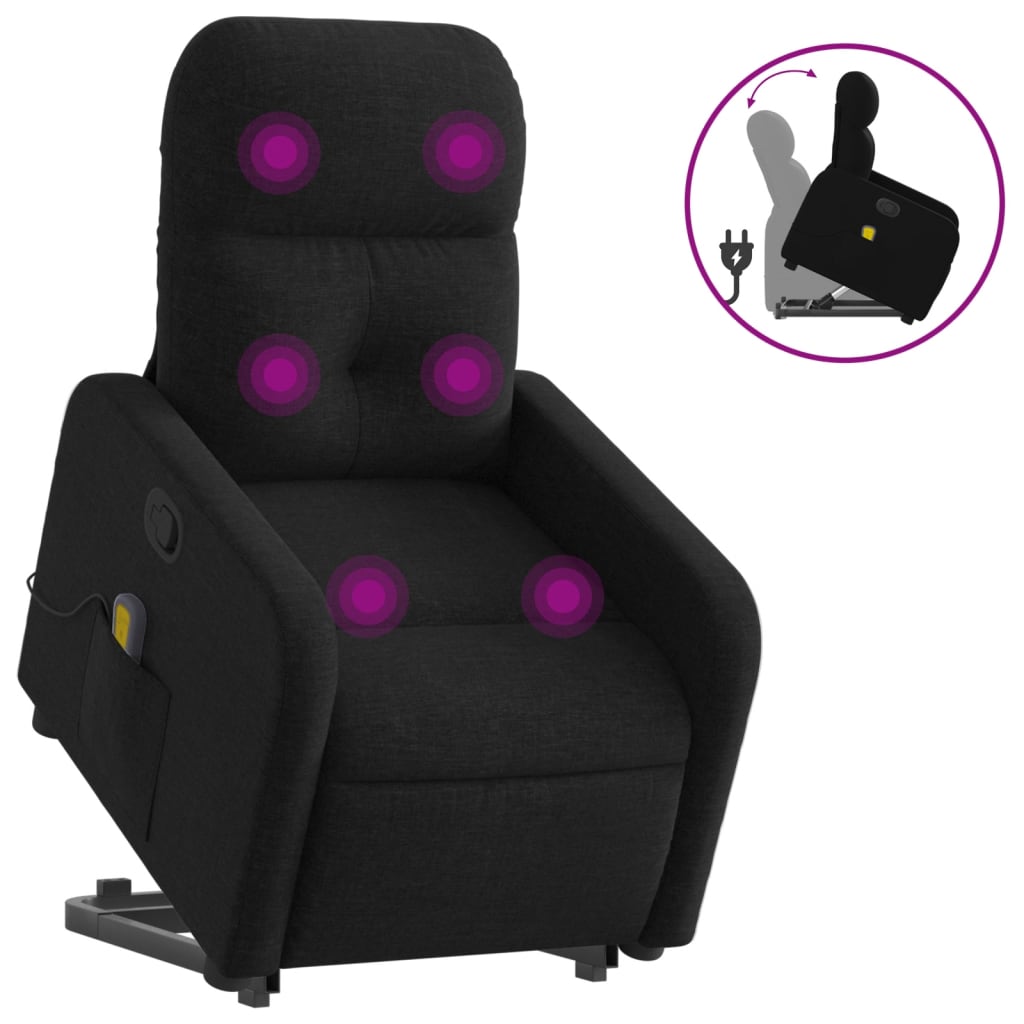 Fauteuil de massage inclinable Noir Tissu Fauteuils vidaXL   