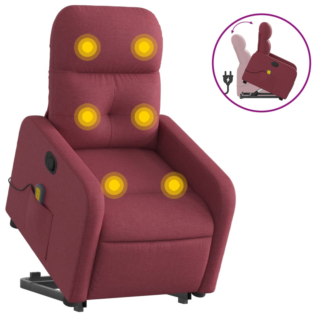 Fauteuil inclinable de massage Rouge bordeaux Tissu - Xios Store SNC