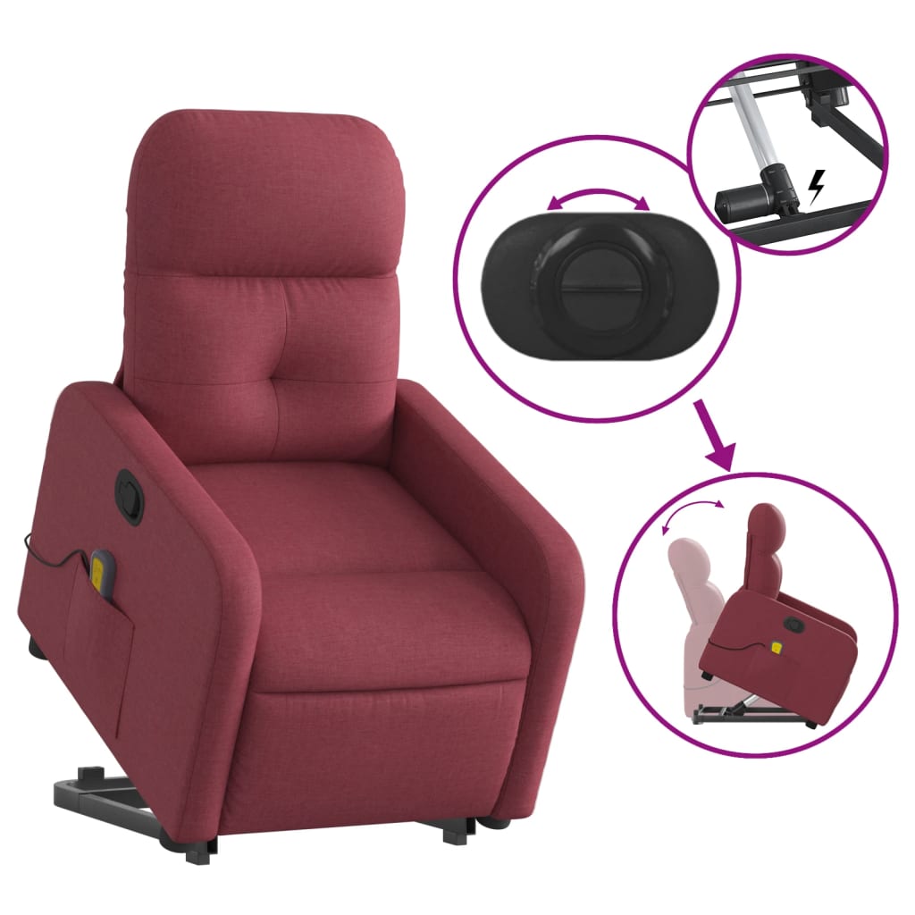 Fauteuil inclinable de massage Rouge bordeaux Tissu - Xios Store SNC