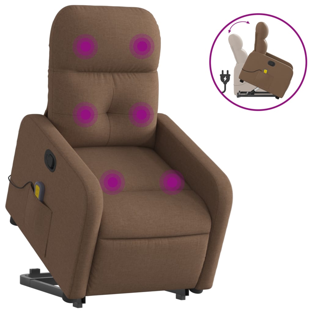 Fauteuil de massage inclinable Marron Tissu Fauteuils vidaXL   