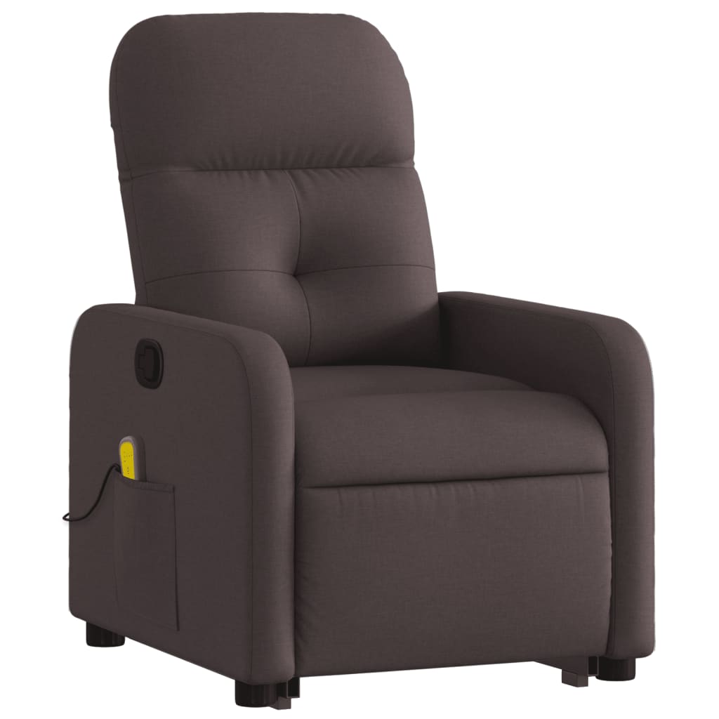 Fauteuil inclinable de massage Marron foncé Tissu Fauteuils vidaXL   