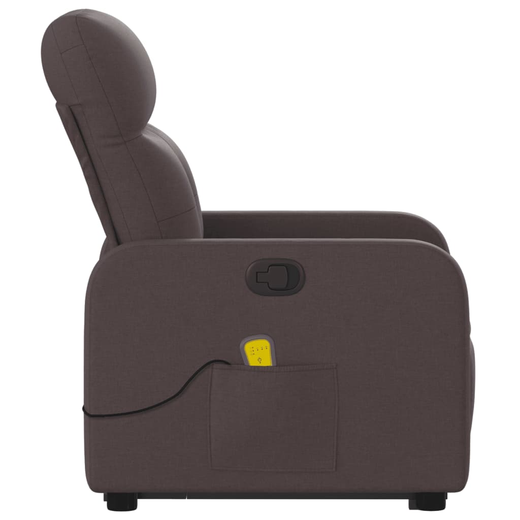 Fauteuil inclinable de massage Marron foncé Tissu Fauteuils vidaXL   