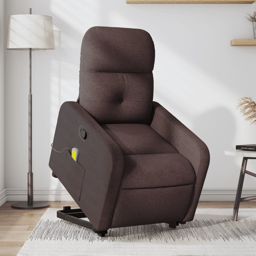 Fauteuil inclinable de massage Marron foncé Tissu Fauteuils vidaXL   