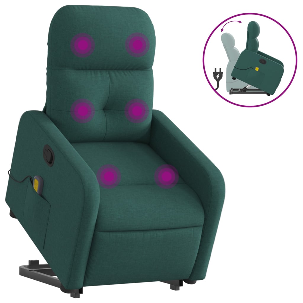 Fauteuil inclinable de massage Vert foncé Tissu - Xios Store SNC