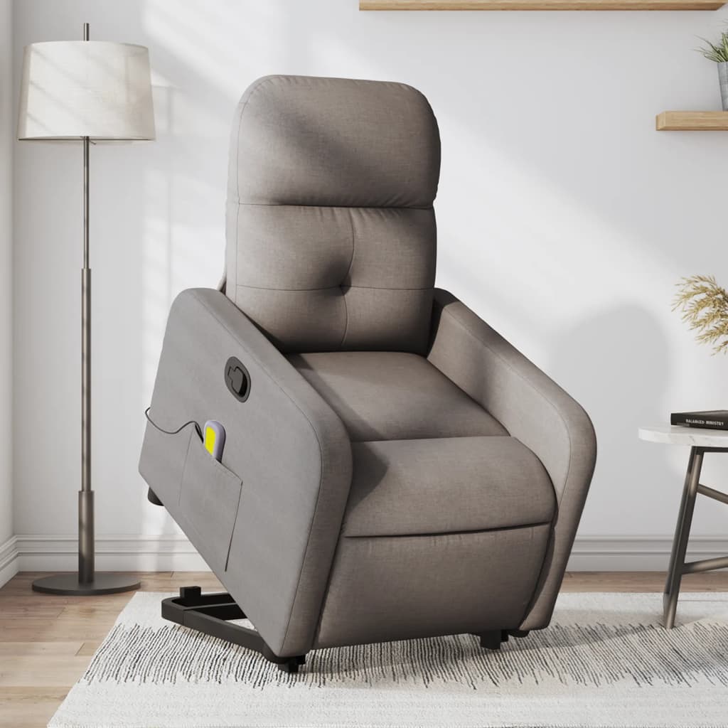 Fauteuil inclinable de massage Taupe Tissu Fauteuils vidaXL   