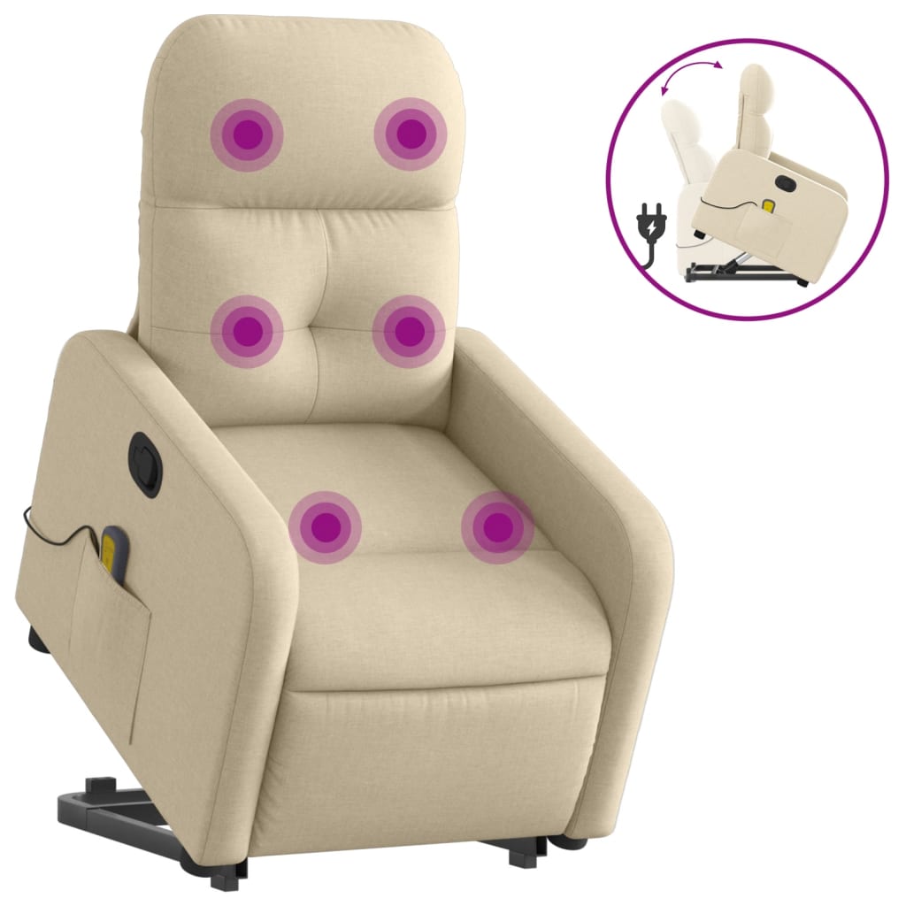 Fauteuil inclinable de massage Crème Tissu Fauteuils vidaXL   