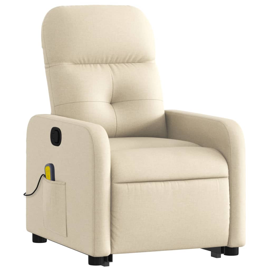 Fauteuil inclinable de massage Crème Tissu Fauteuils vidaXL   