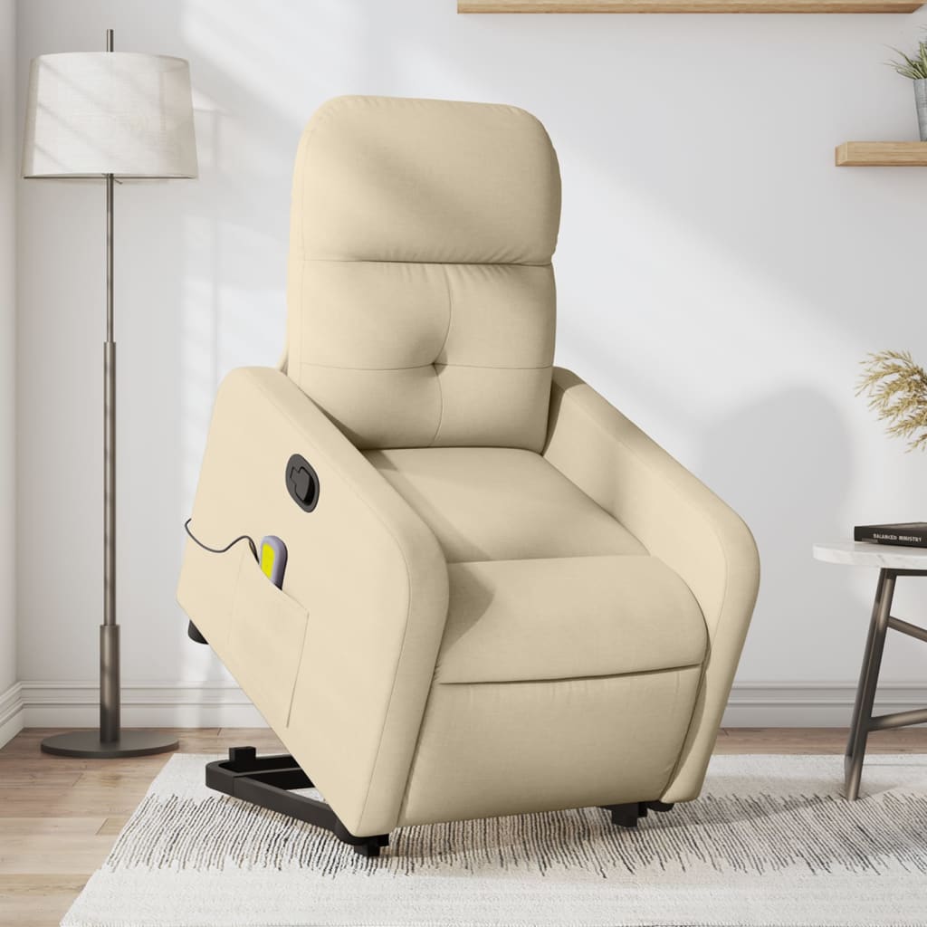 Fauteuil inclinable de massage Crème Tissu Fauteuils vidaXL   