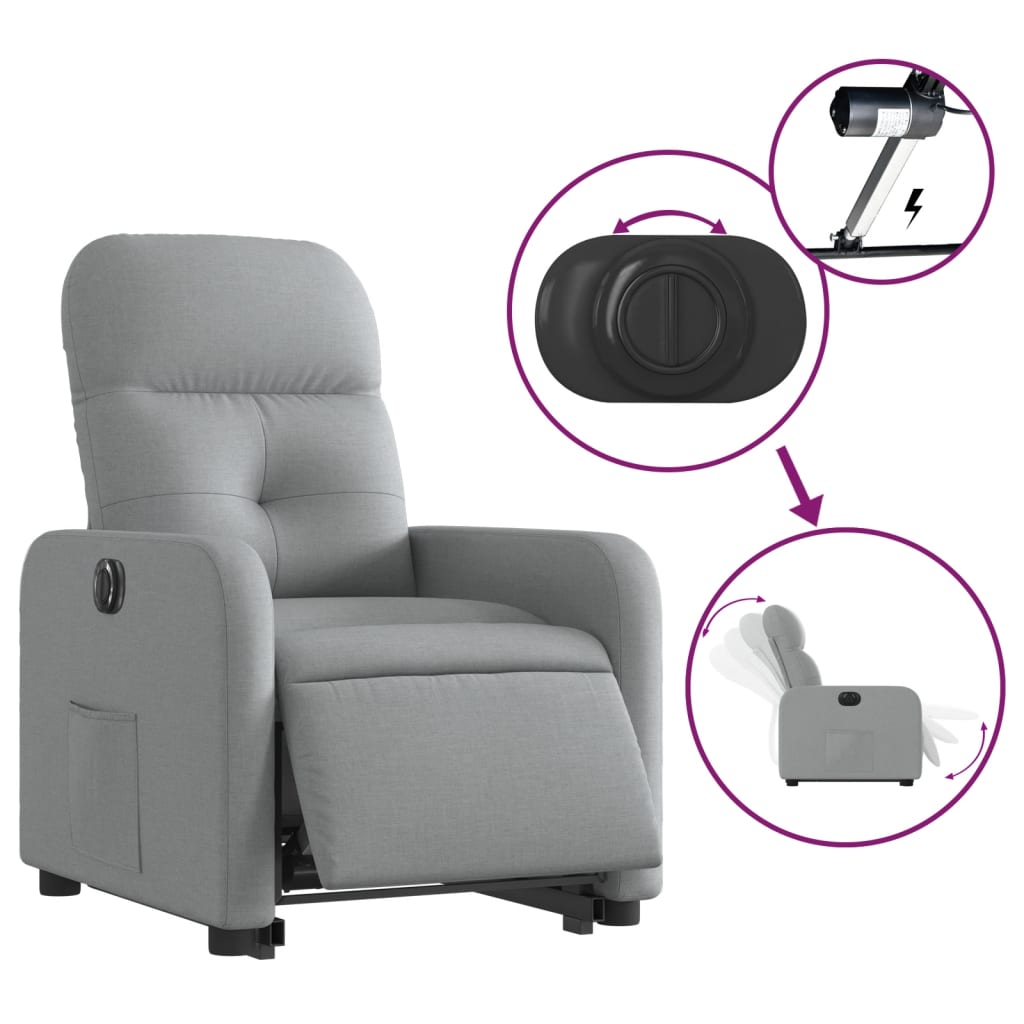 Fauteuil inclinable électrique gris clair tissu Fauteuils vidaXL   