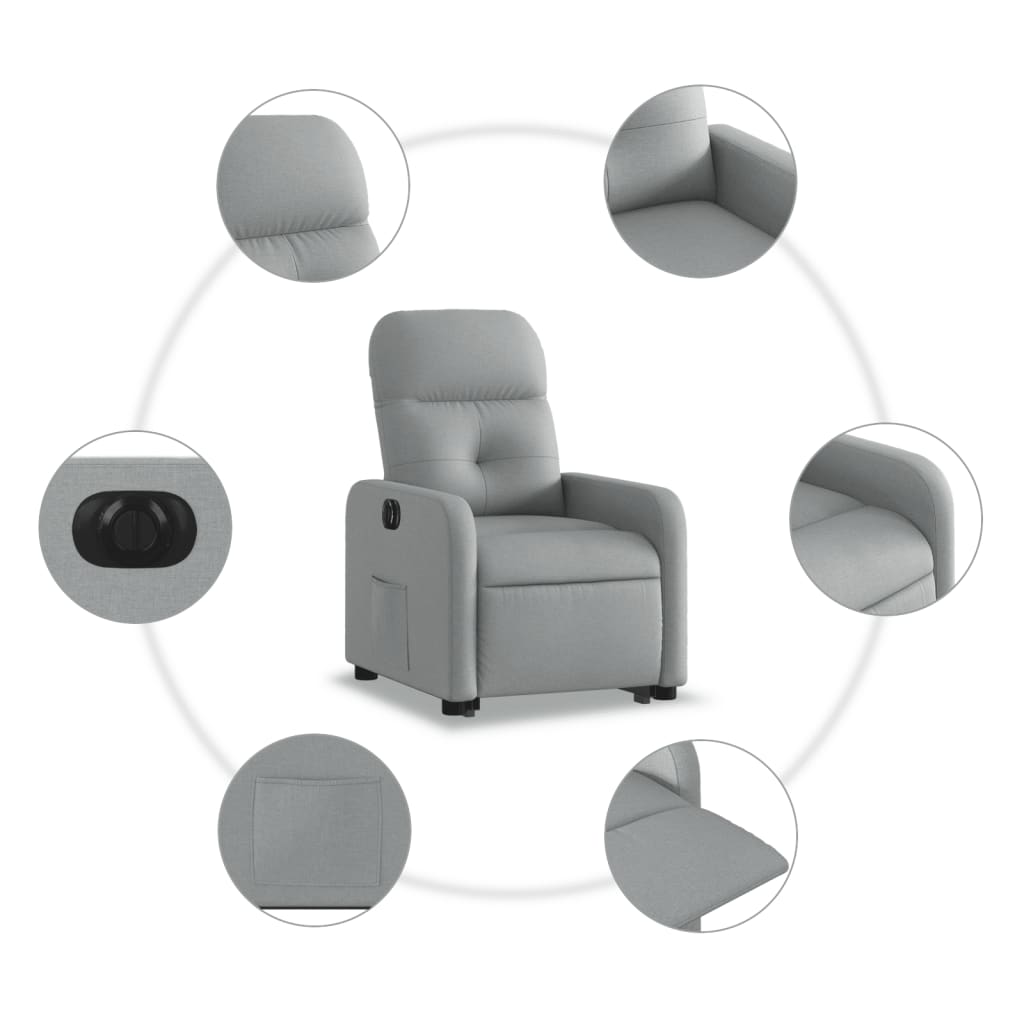 Fauteuil inclinable électrique gris clair tissu Fauteuils vidaXL   