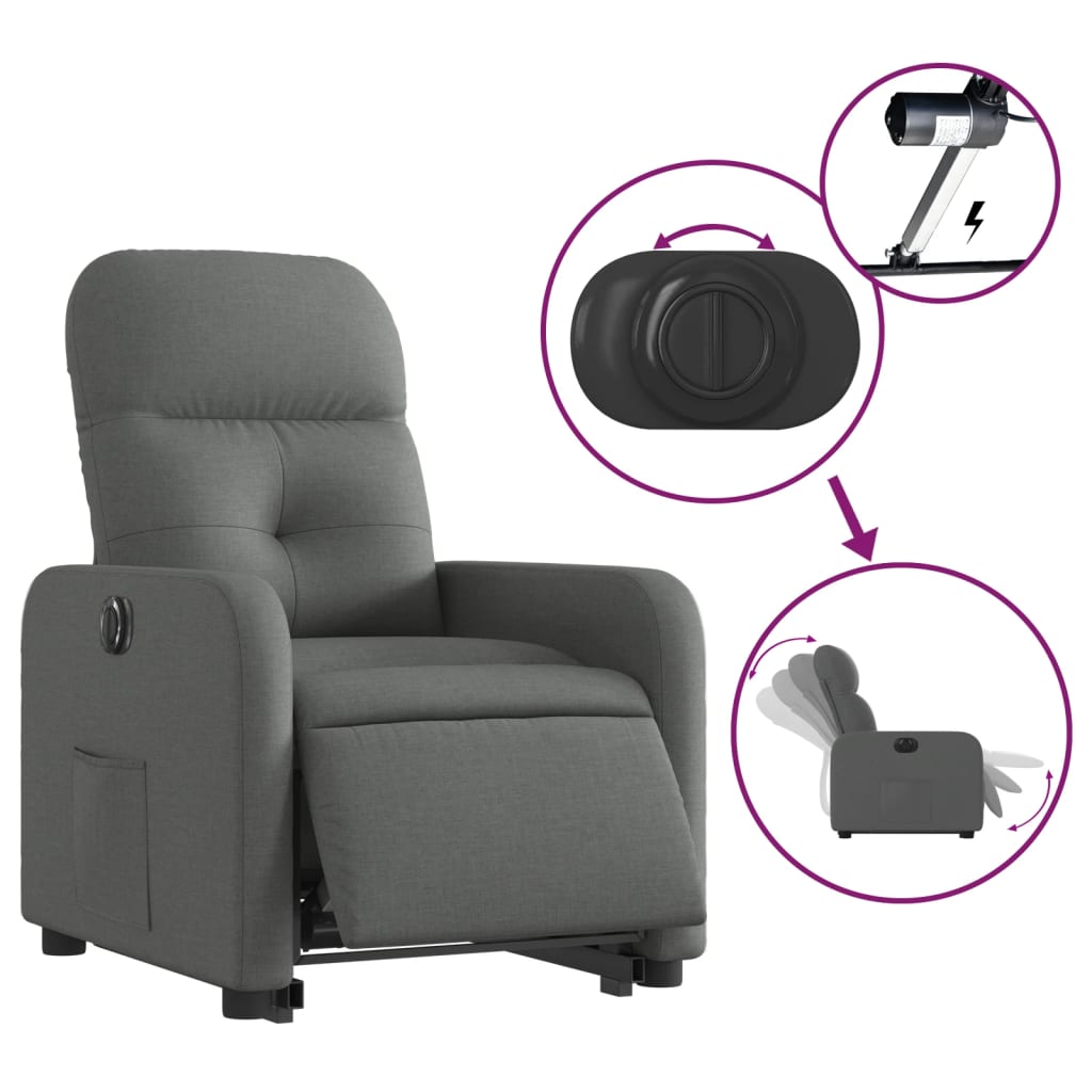 Fauteuil inclinable électrique gris foncé tissu Fauteuils vidaXL   