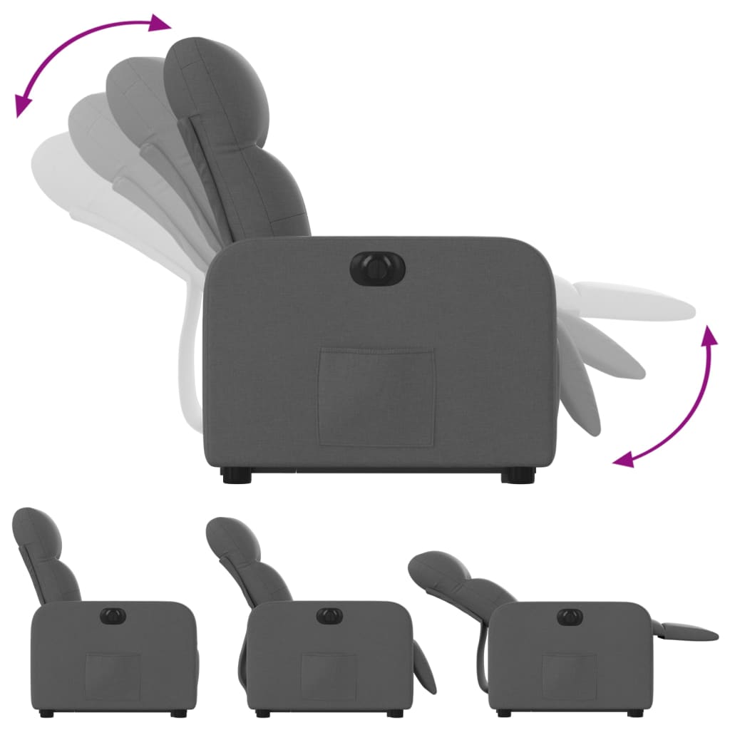 Fauteuil inclinable électrique gris foncé tissu Fauteuils vidaXL   