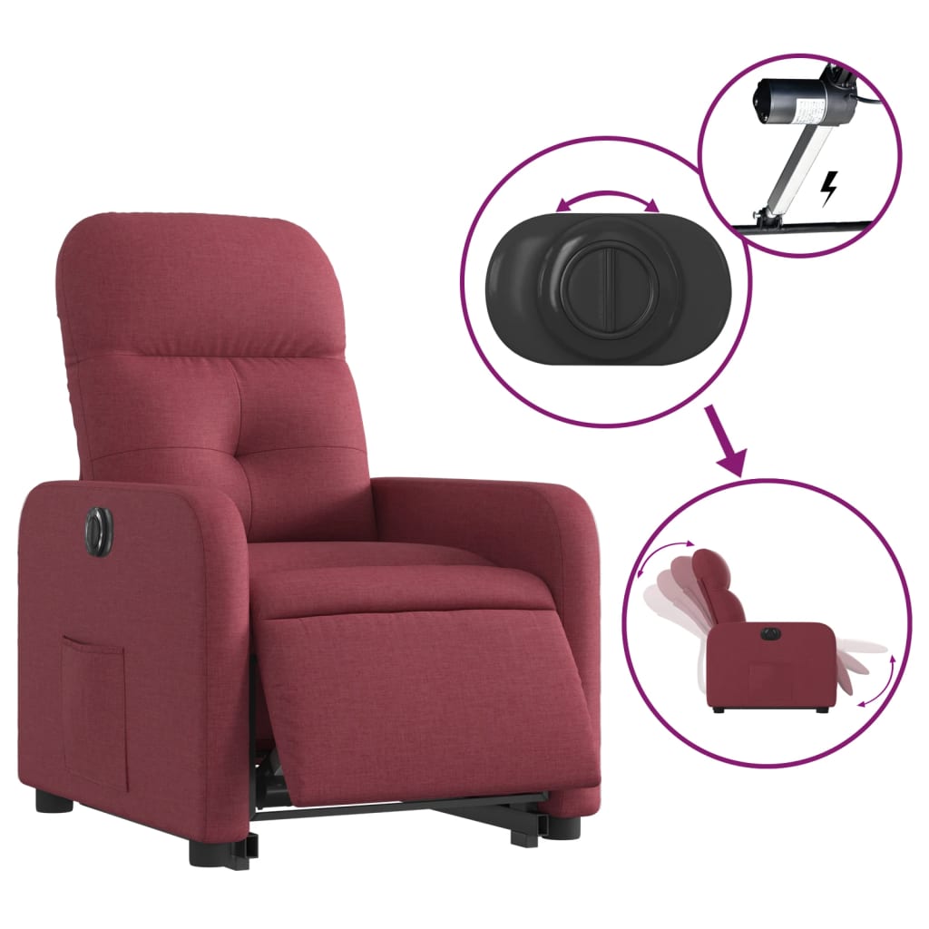 Fauteuil inclinable électrique rouge bordeaux tissu - Xios Store SNC