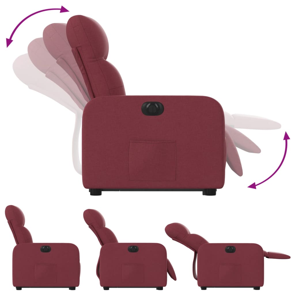 Fauteuil inclinable électrique rouge bordeaux tissu - Xios Store SNC