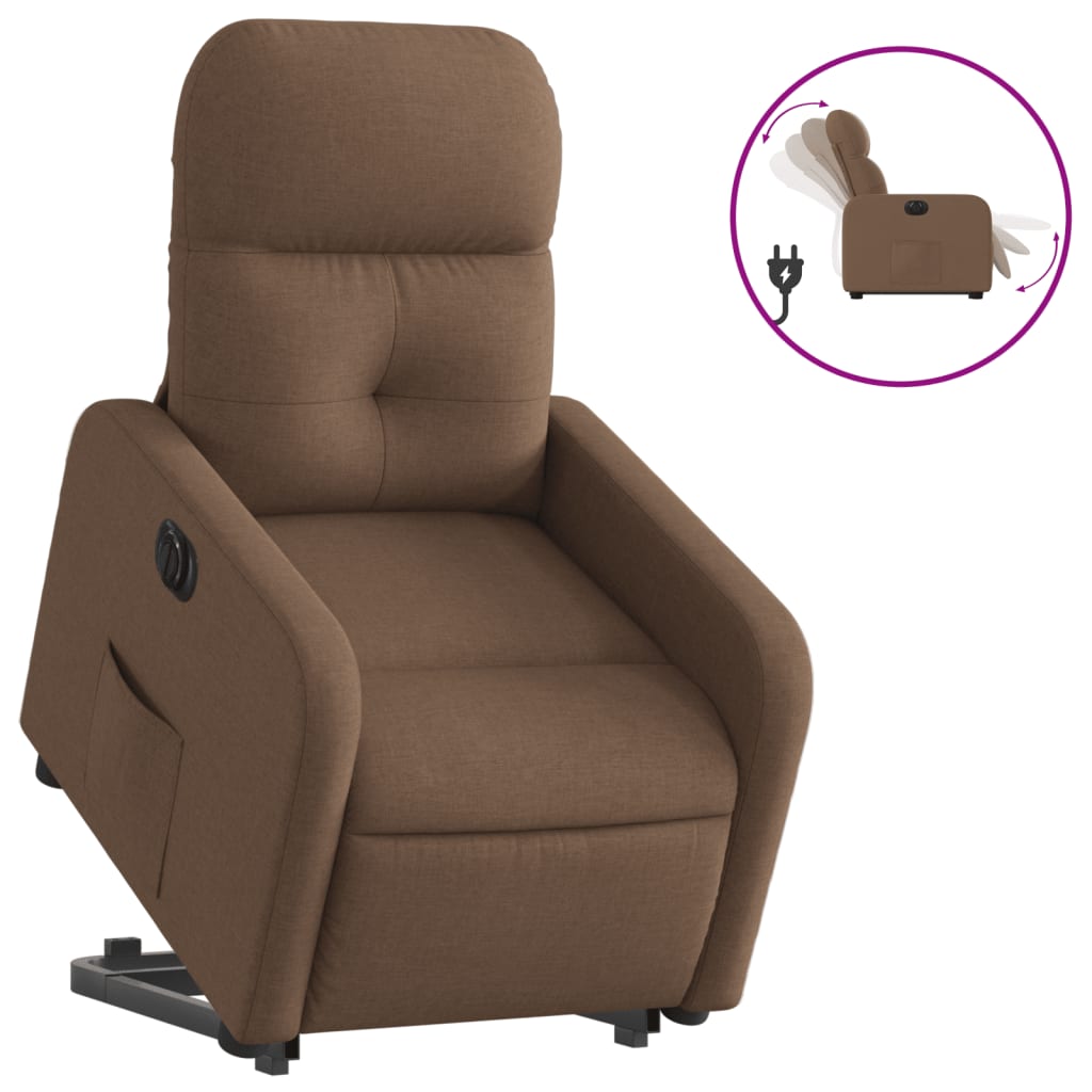 Fauteuil inclinable électrique marron tissu - Xios Store SNC