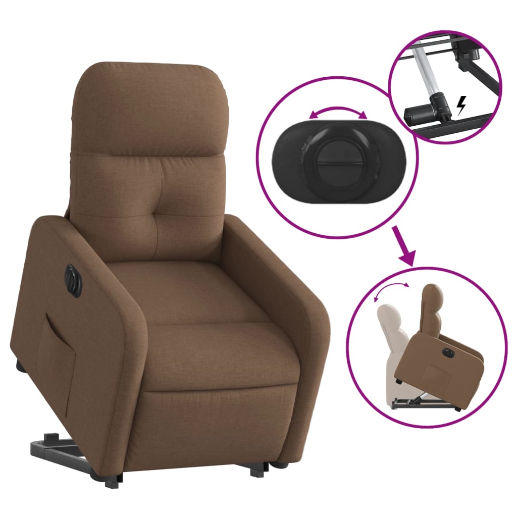 Fauteuil inclinable électrique marron tissu - Xios Store SNC