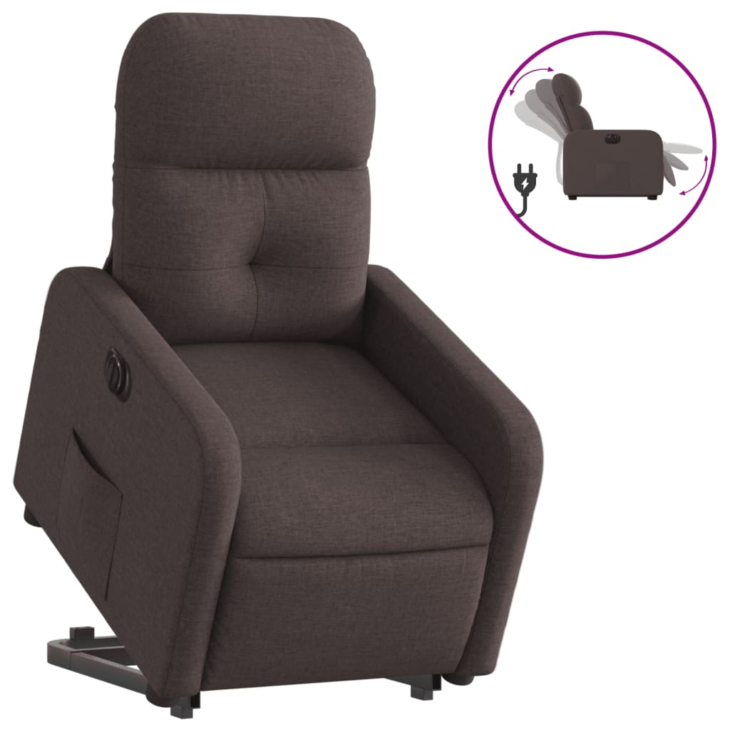 Fauteuil inclinable électrique marron foncé tissu - Xios Store SNC