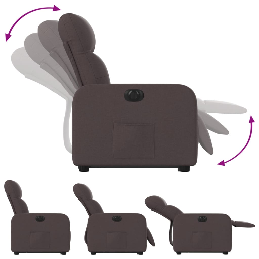 Fauteuil inclinable électrique marron foncé tissu - Xios Store SNC