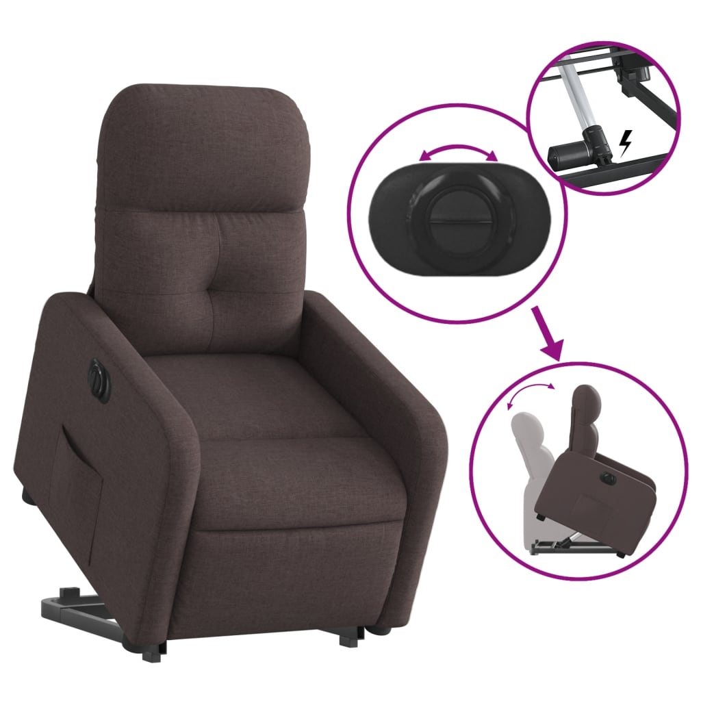 Fauteuil inclinable électrique marron foncé tissu - Xios Store SNC