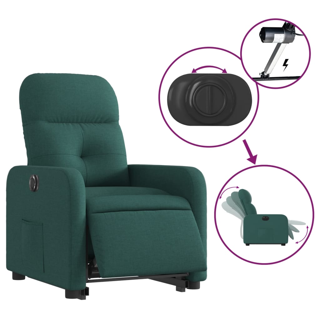 Fauteuil inclinable électrique vert foncé tissu - Xios Store SNC