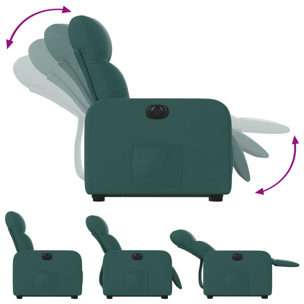 Fauteuil inclinable électrique vert foncé tissu - Xios Store SNC