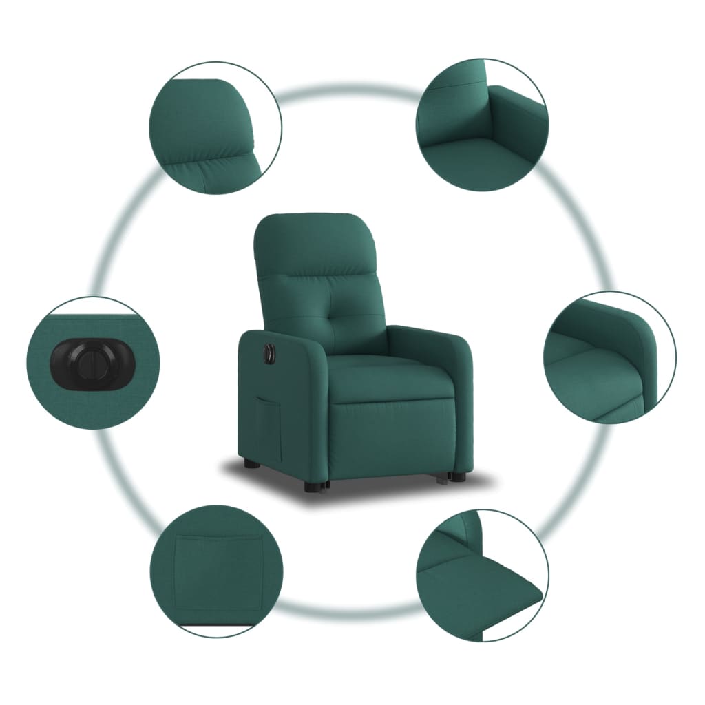 Fauteuil inclinable électrique vert foncé tissu - Xios Store SNC