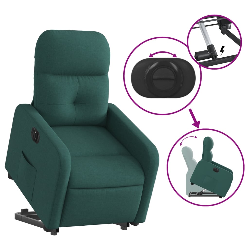 Fauteuil inclinable électrique vert foncé tissu - Xios Store SNC