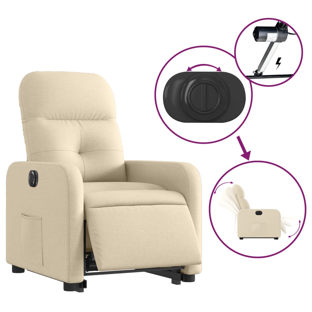 Fauteuil inclinable électrique crème tissu - Xios Store SNC