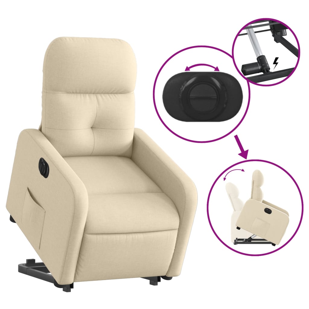 Fauteuil inclinable électrique crème tissu - Xios Store SNC