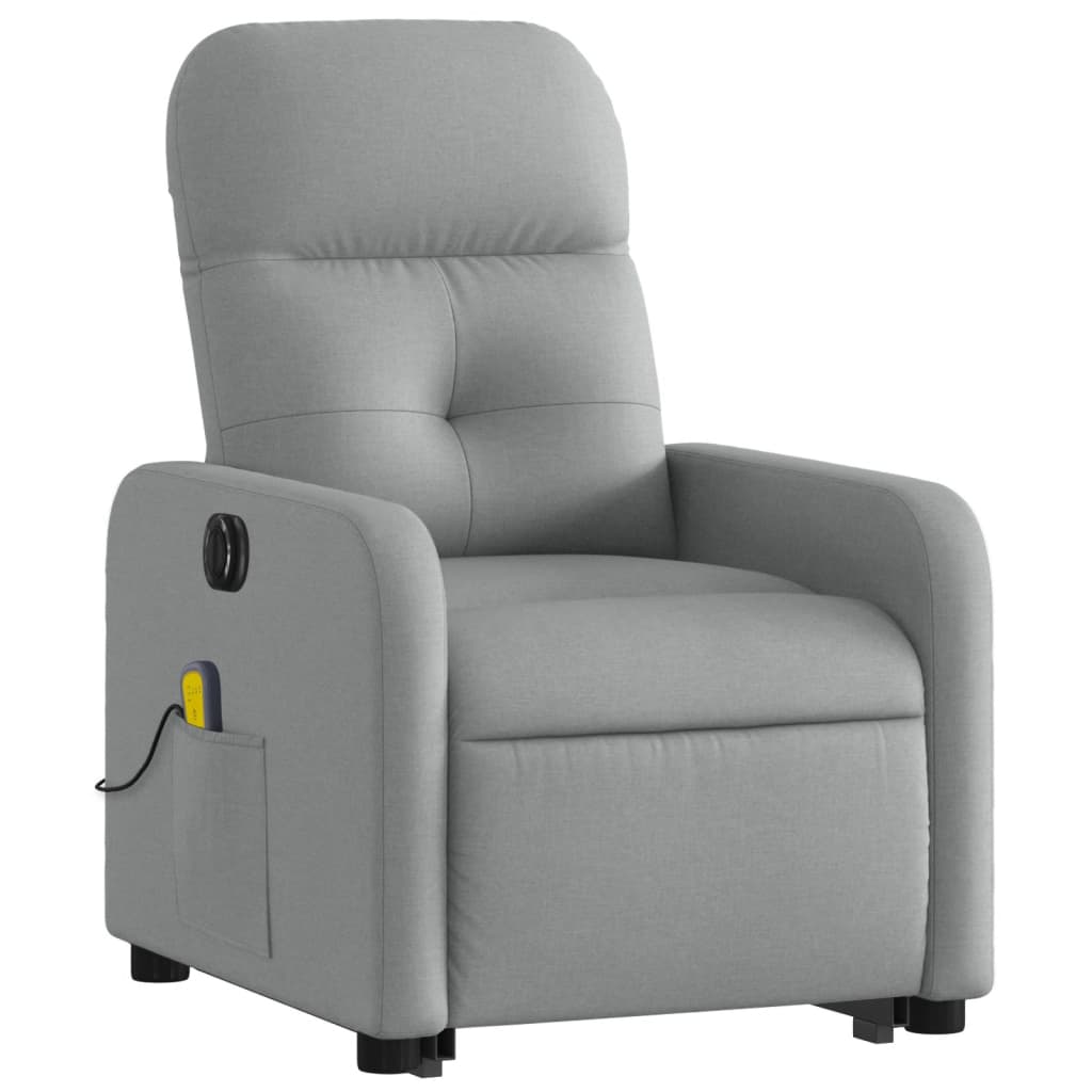 Fauteuil inclinable de massage électrique Gris clair Tissu Fauteuils vidaXL   