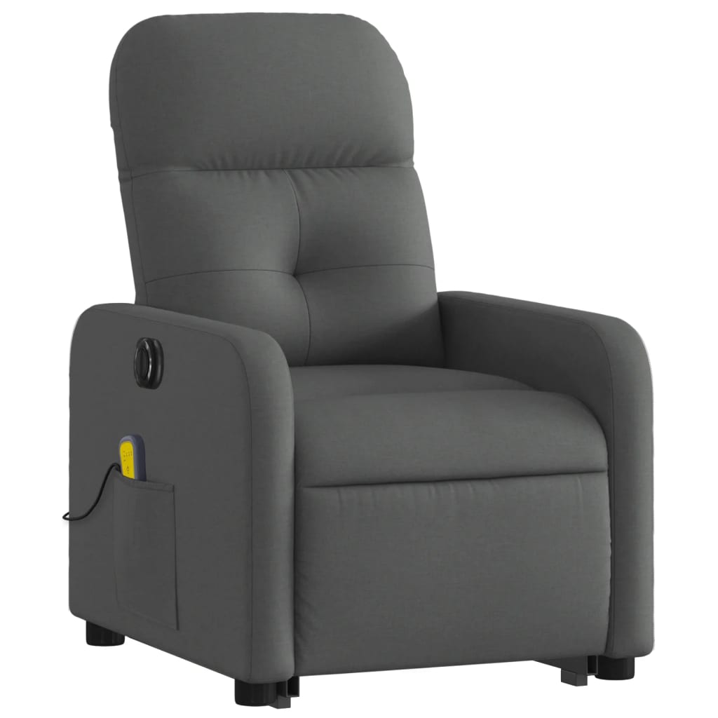 Fauteuil inclinable de massage électrique Gris foncé Tissu Fauteuils vidaXL   