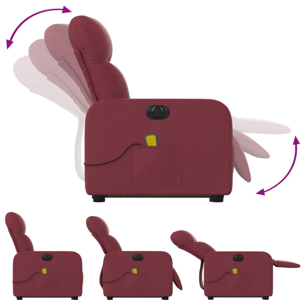 Fauteuil inclinable de massage électrique Rouge bordeaux Tissu - Xios Store SNC