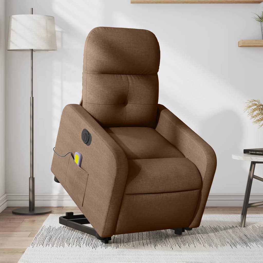 Fauteuil inclinable de massage électrique Marron Tissu Fauteuils vidaXL   