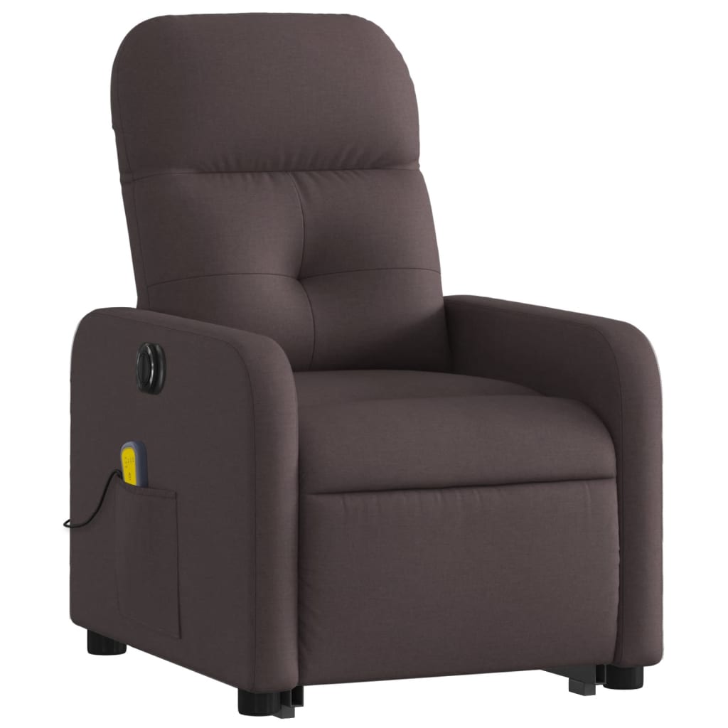 Fauteuil inclinable de massage électrique Marron foncé Tissu Fauteuils vidaXL   